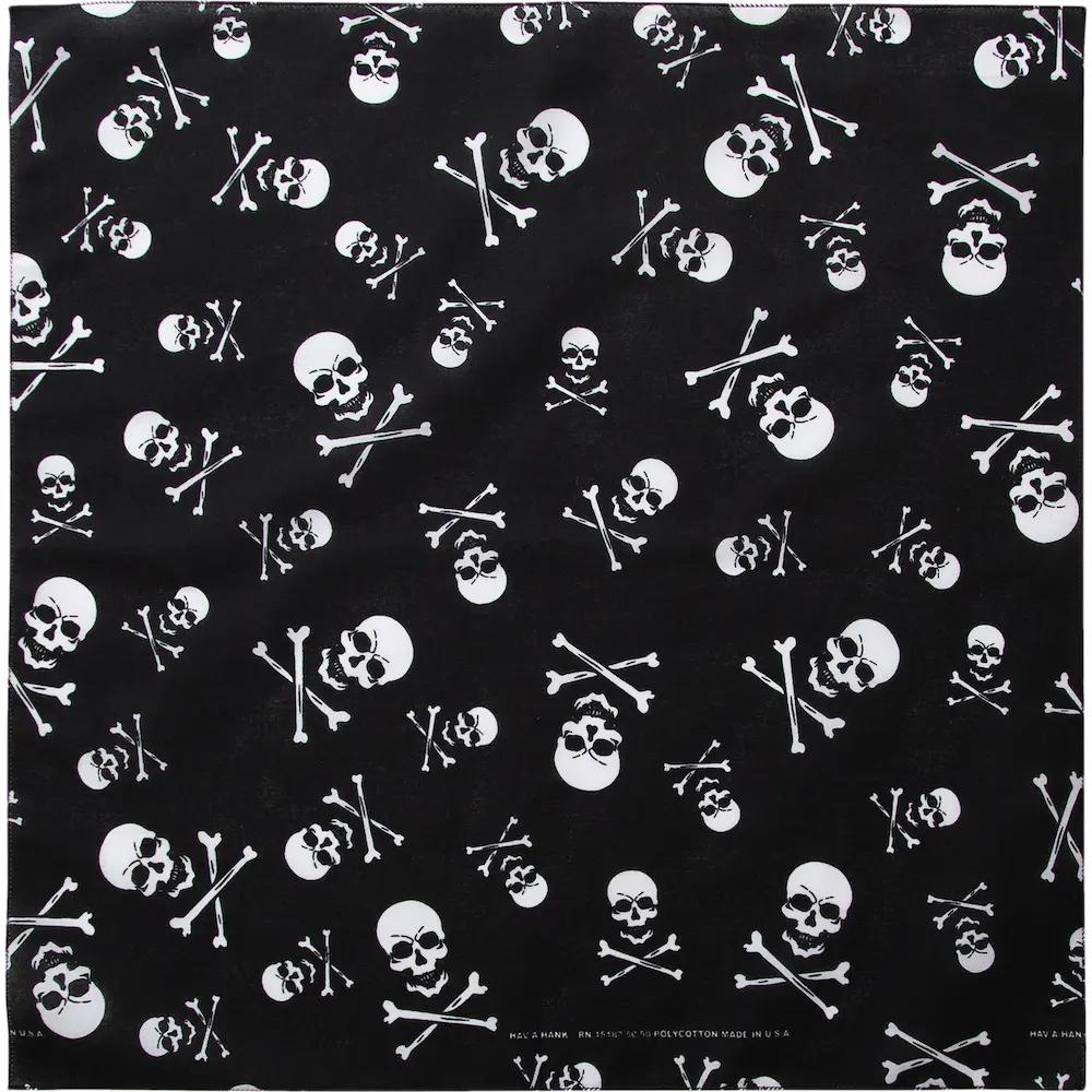 Skulls and Crossbones Bandana - 22×22 Inch - USA Made - 1 piece image