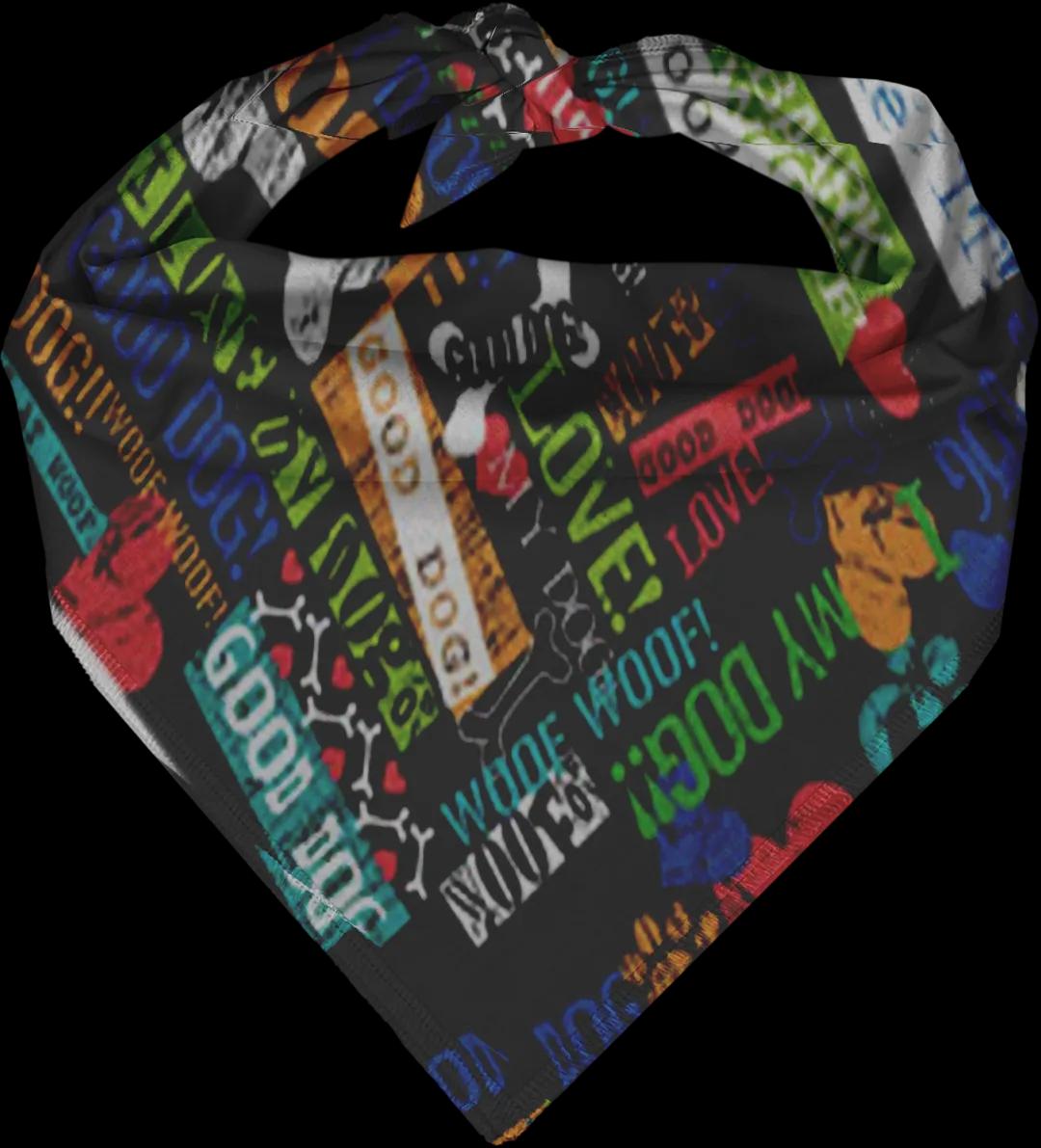 Eat, Paw, Love Triangle Bandana - 22x29x22 Inch - 1 piece