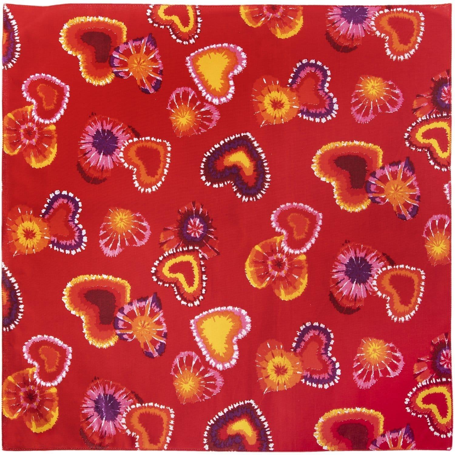 Retro Red Hearts Bandana - 22×22 Inch - 12 pieces image