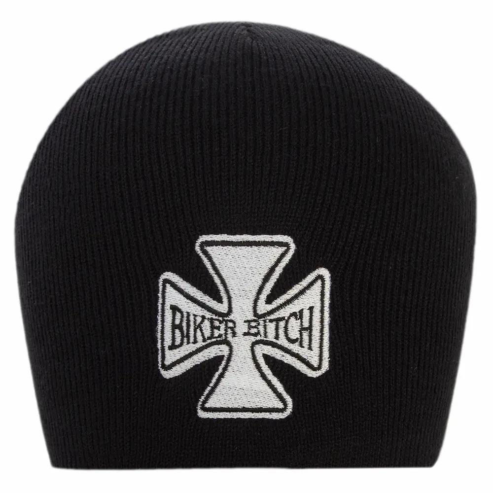 Biker Bitch Embroidered Black Beanie image