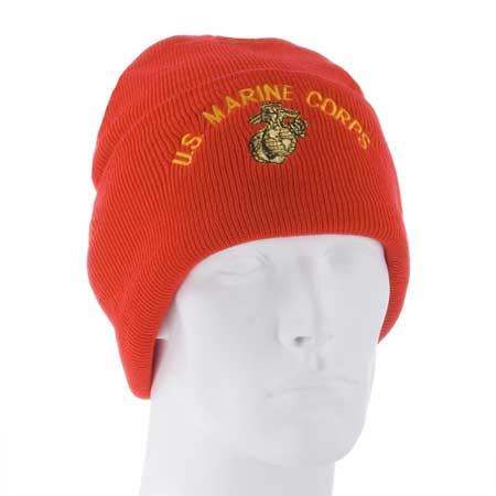US Marine Corps with Logo - Red Ski Hat - Single Piece - Made in USA image
