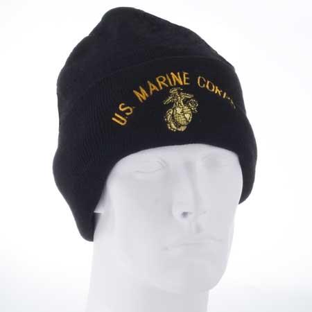 US Marine Corps with Logo - Black Ski Hat - Dozen Packed - Made in USA image