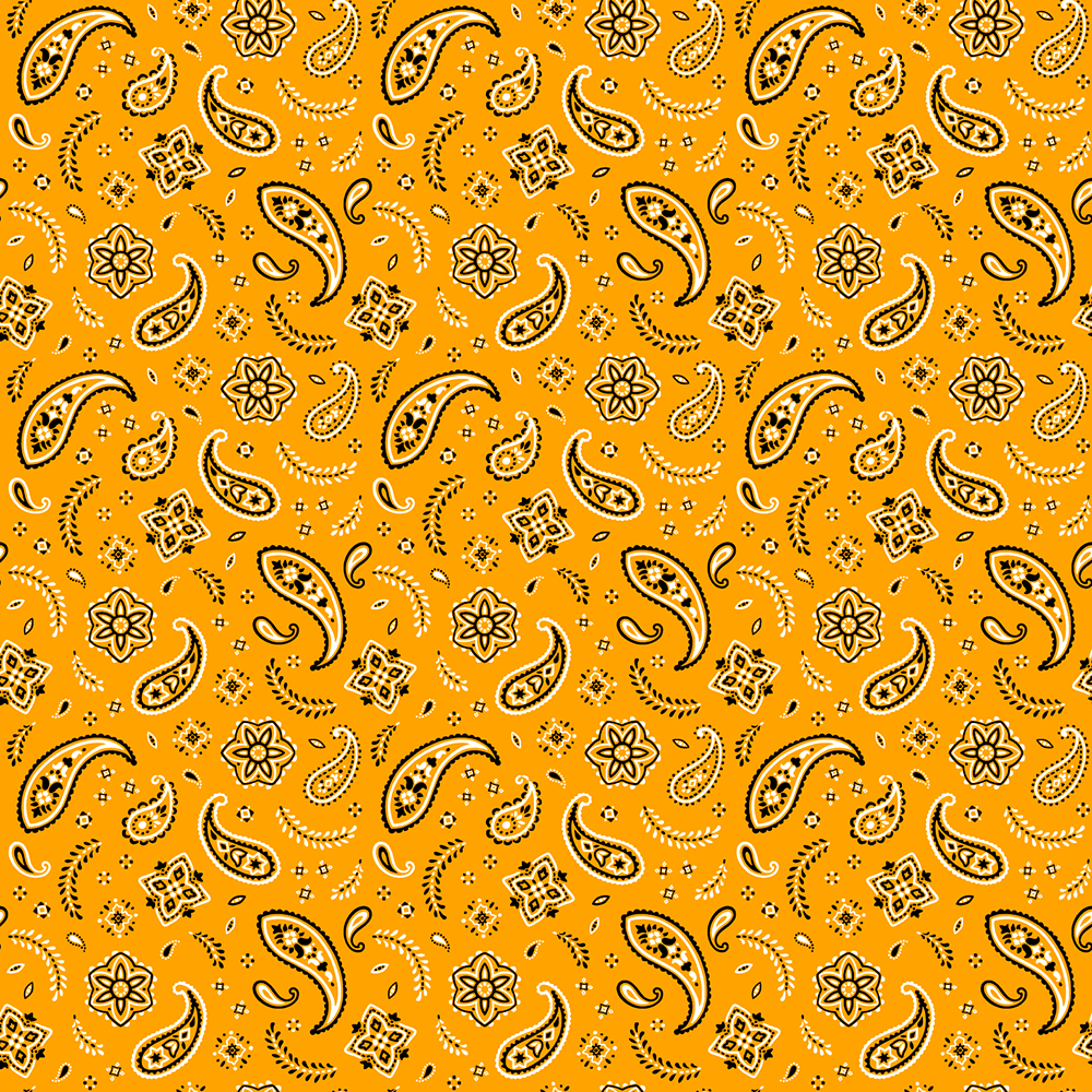 1 piece, All Over Paisley Bandana Imported 100% Cotton, Gold, 22 Inch x 22 Inch image