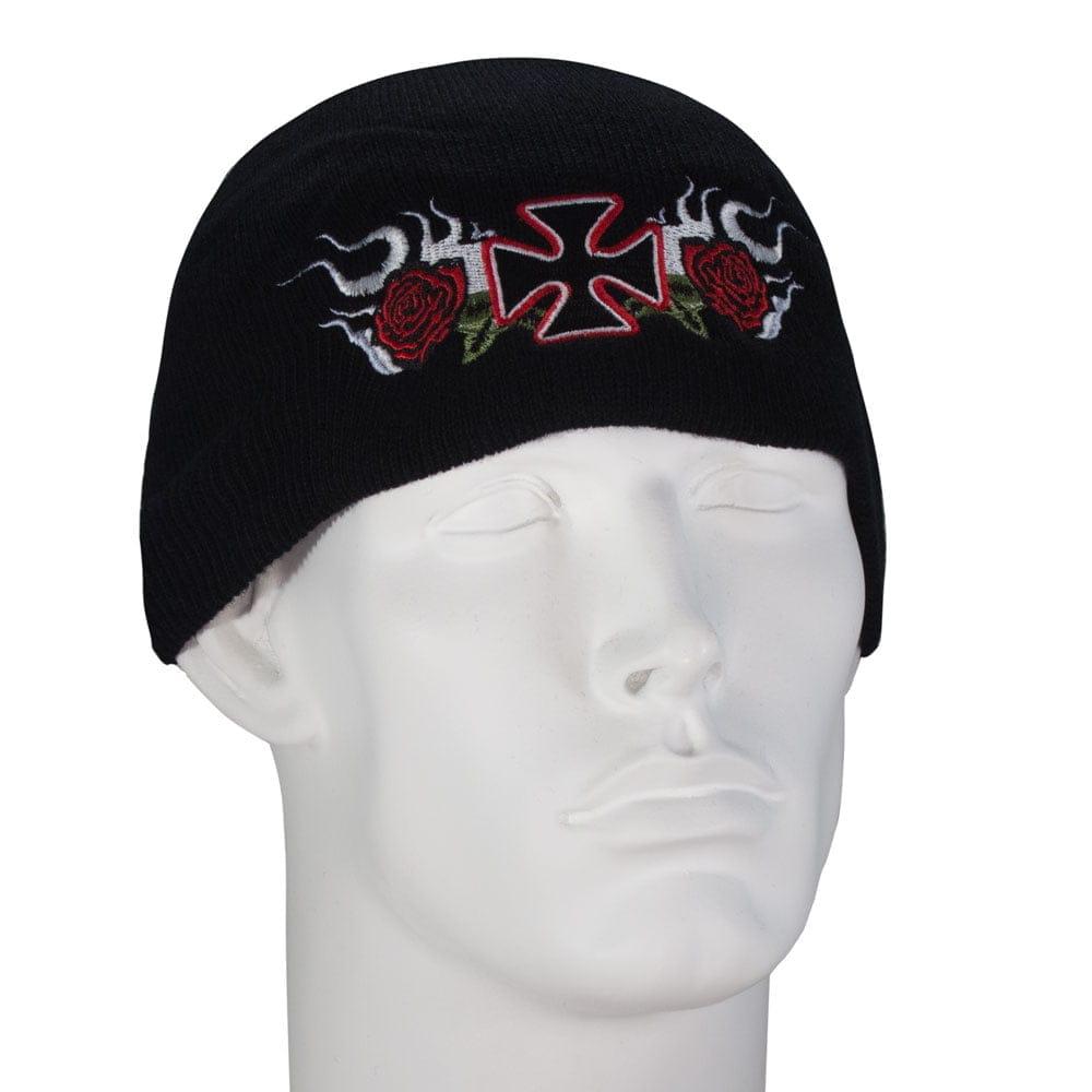 Maltese Cross and Roses Embroidered Black Beanie (HT2017) image