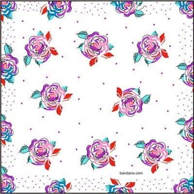 Ladies Floral Handkerchief - D - Purple Pink Turqouise - 12×12 image