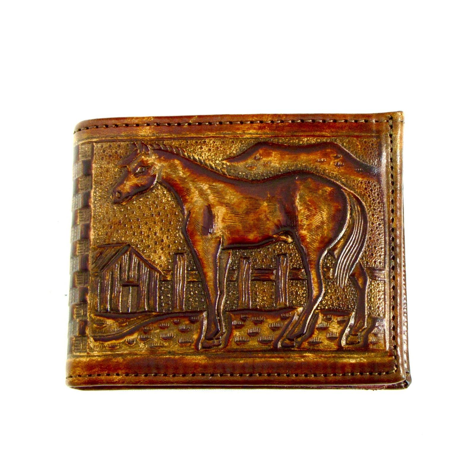 EB38-35 Antique Finish Billfold- Horse image