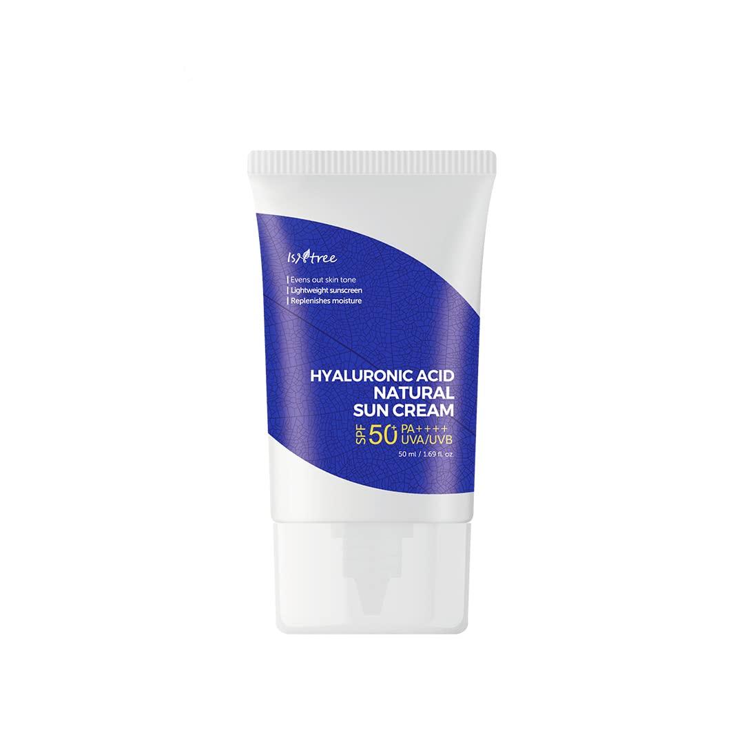 ISNTREE Hyaluronic Acid Natural Suncream SPF50 PA++++ 50ml 1.69 fl.oz | Evens out skin tone | Lightweight sunscreen | Replenishes moisture image