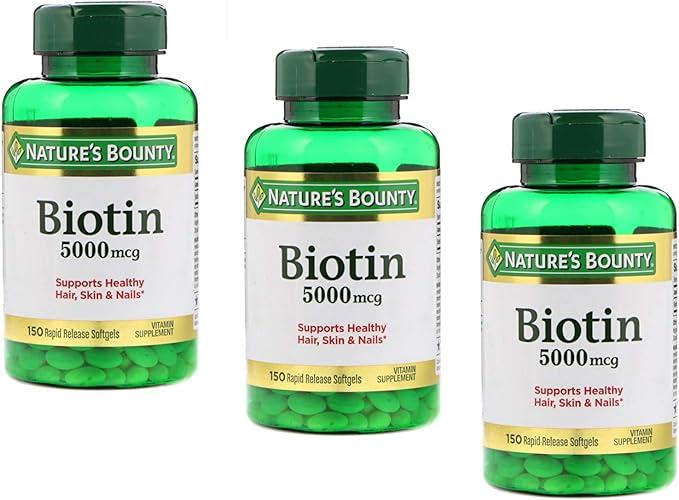 Natures Bounty Biotin 5000mcg 150 Rapid Release Softgels (Value Pack of 3) image