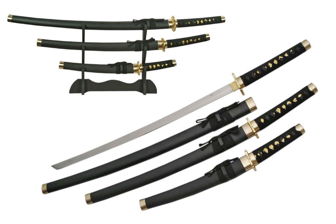 BLACK SWORD SET (3) WITH STAND image