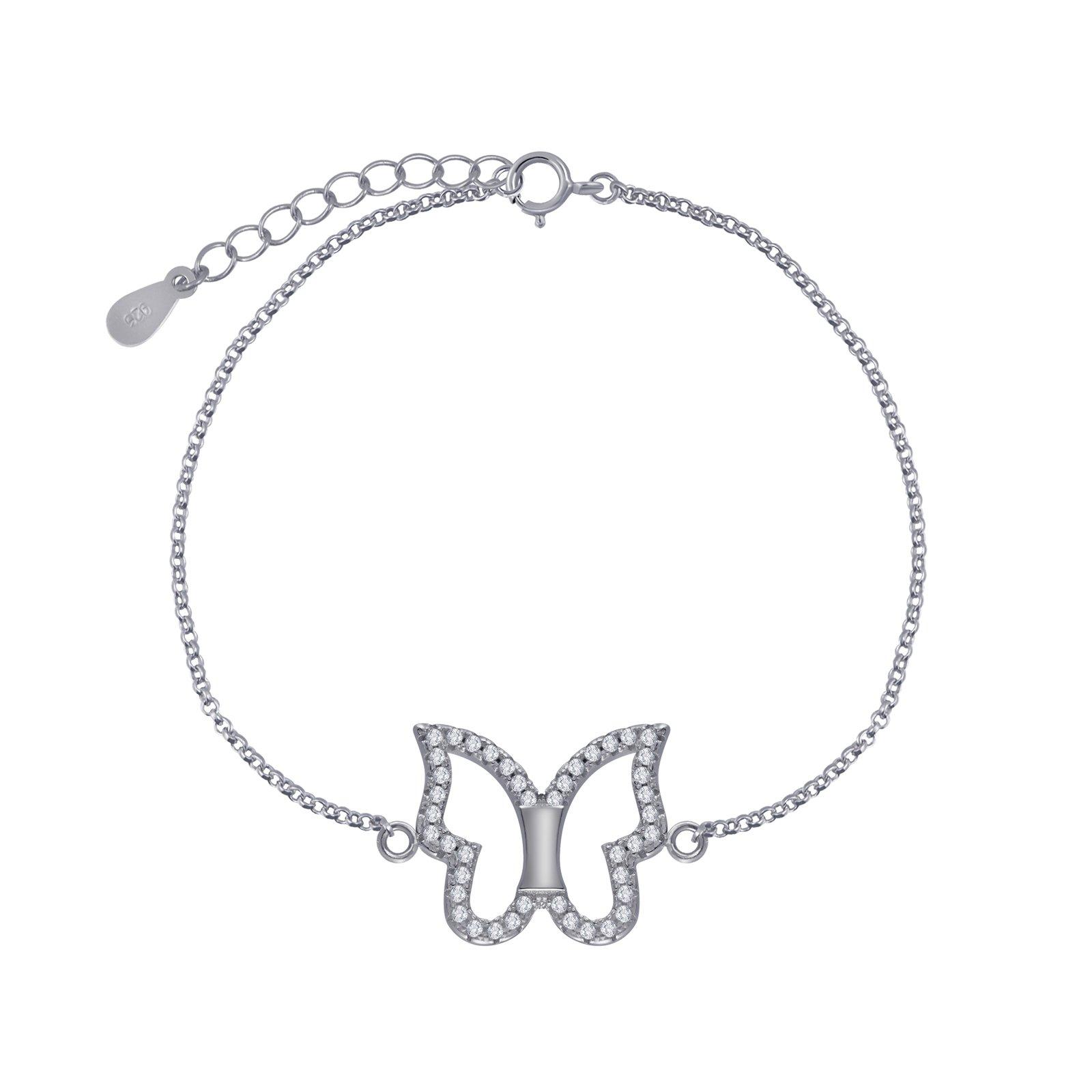 Silver Butterfly Cubic Zirconia Bracelet - 3027 image
