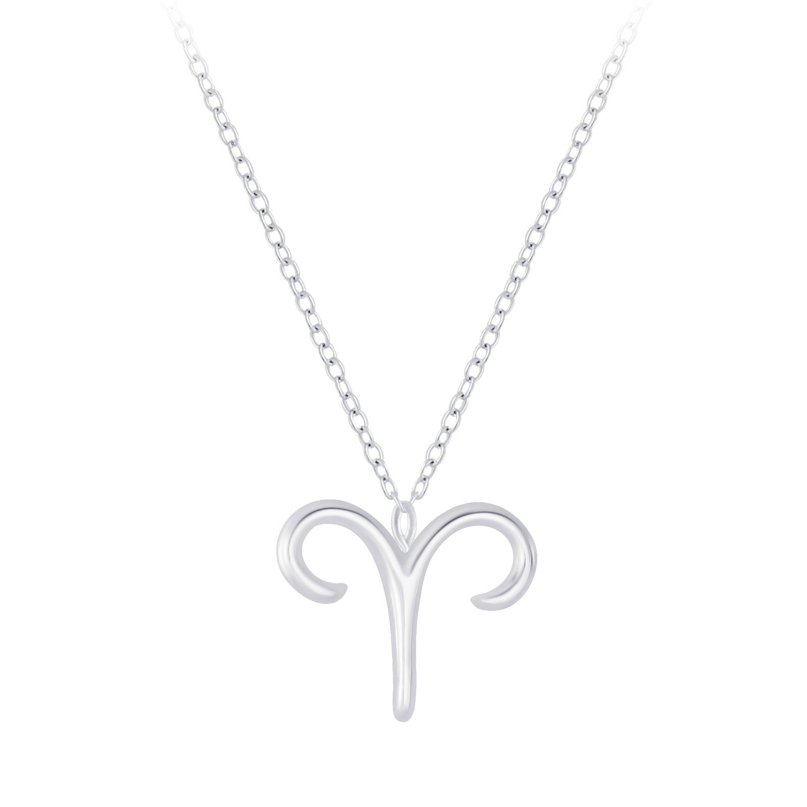 Silver Aries Zodiac Sign Necklace - 7040 image