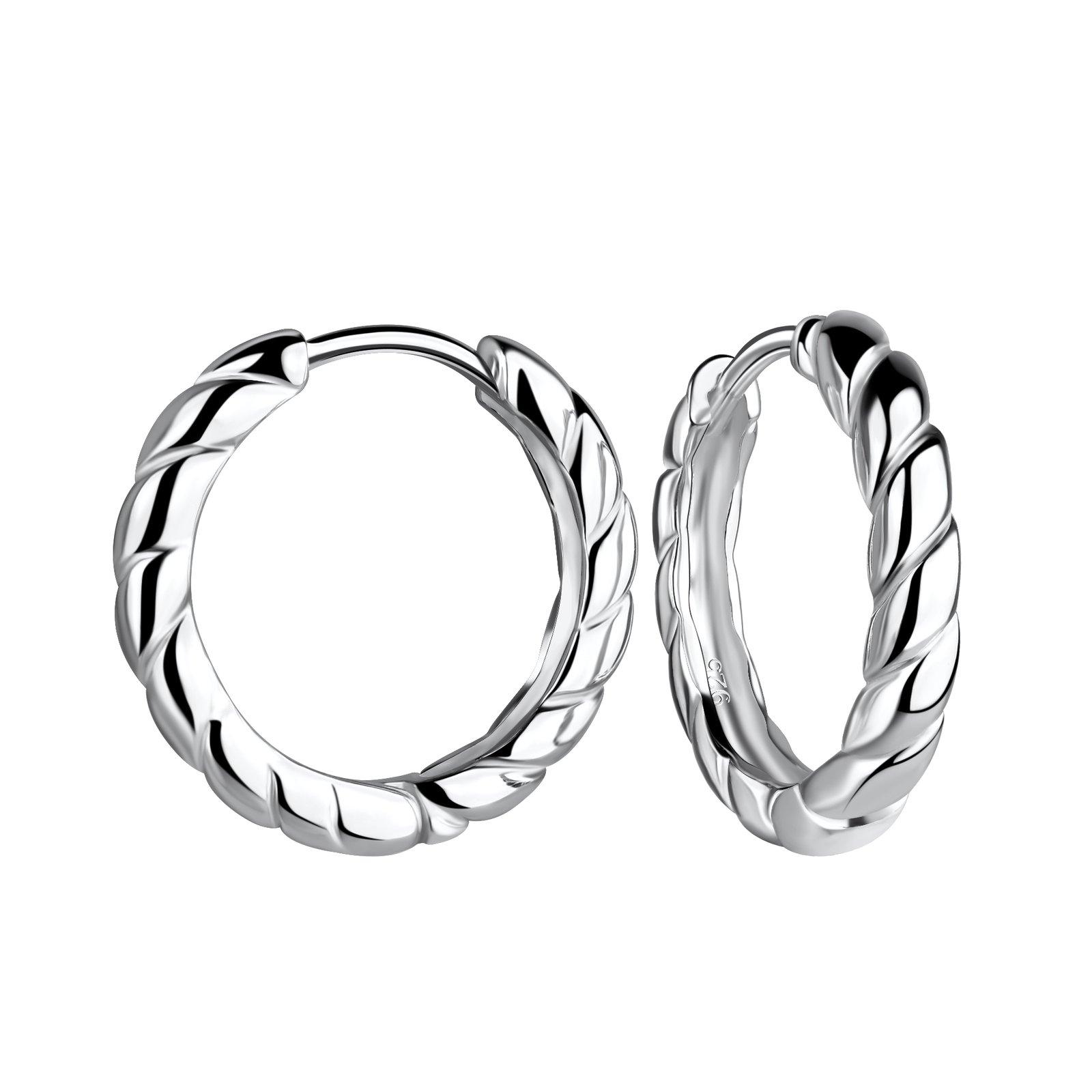 18mm Silver Twisted Huggie Earrings - 19505 image