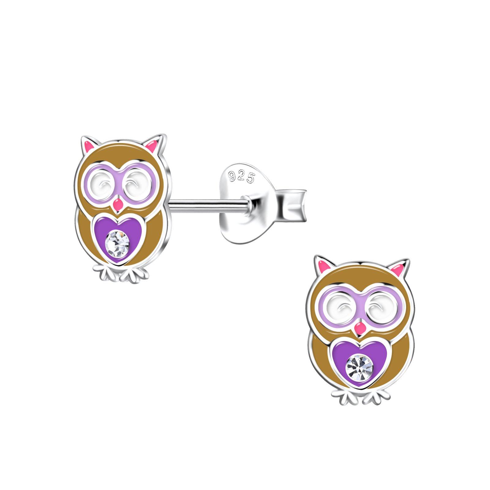 Silver Owl Stud Earrings - 20360 image