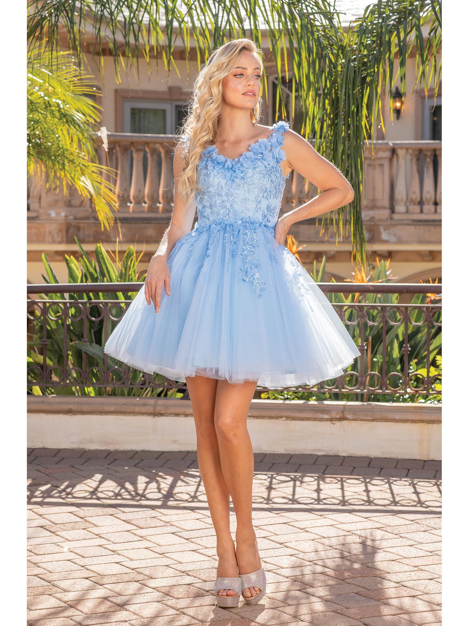 Embroidered Floral Applique Tulle Homecoming Dress with Cap Sleeves and Voluminous Skirt Homecoming Dress - Style 3309 image