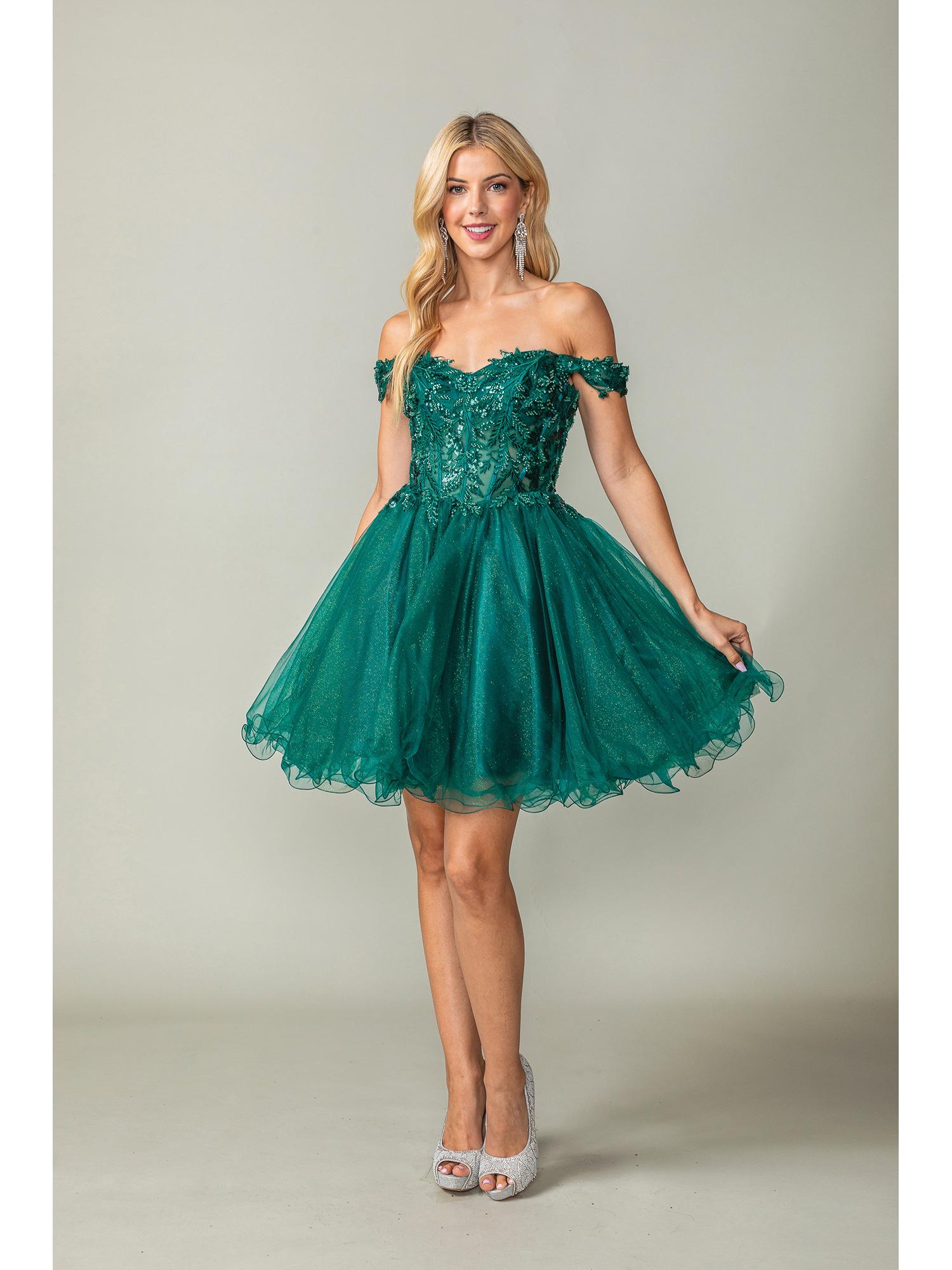 Off-the-Shoulder Tulle Dress with Embellished Bodice and Sweetheart Neckline Homecoming Dress - Style 3378 image
