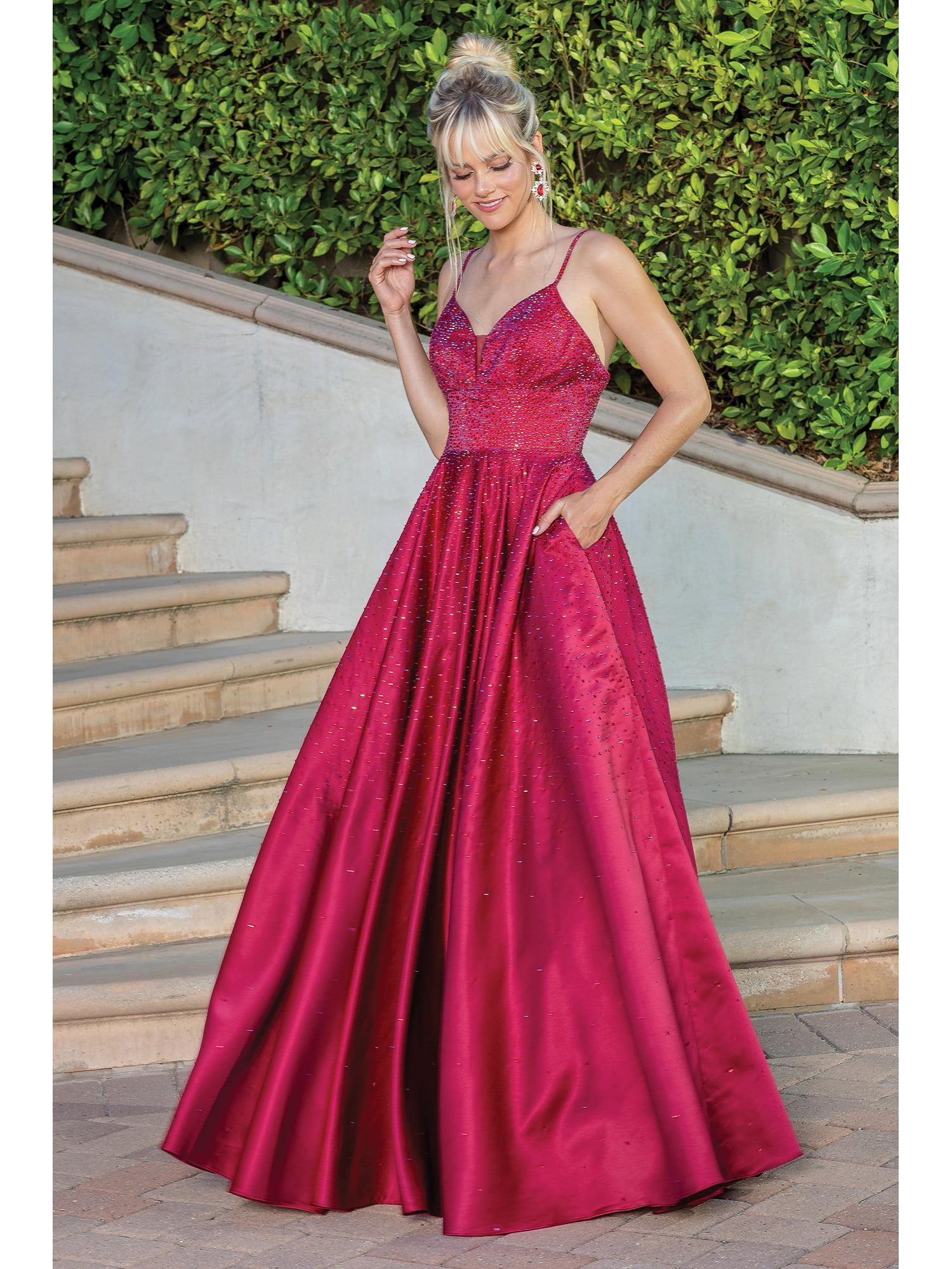 Glittered A-Line Gown with Spaghetti Straps and V-Neck Bodice Prom Dress - Style 4256 image