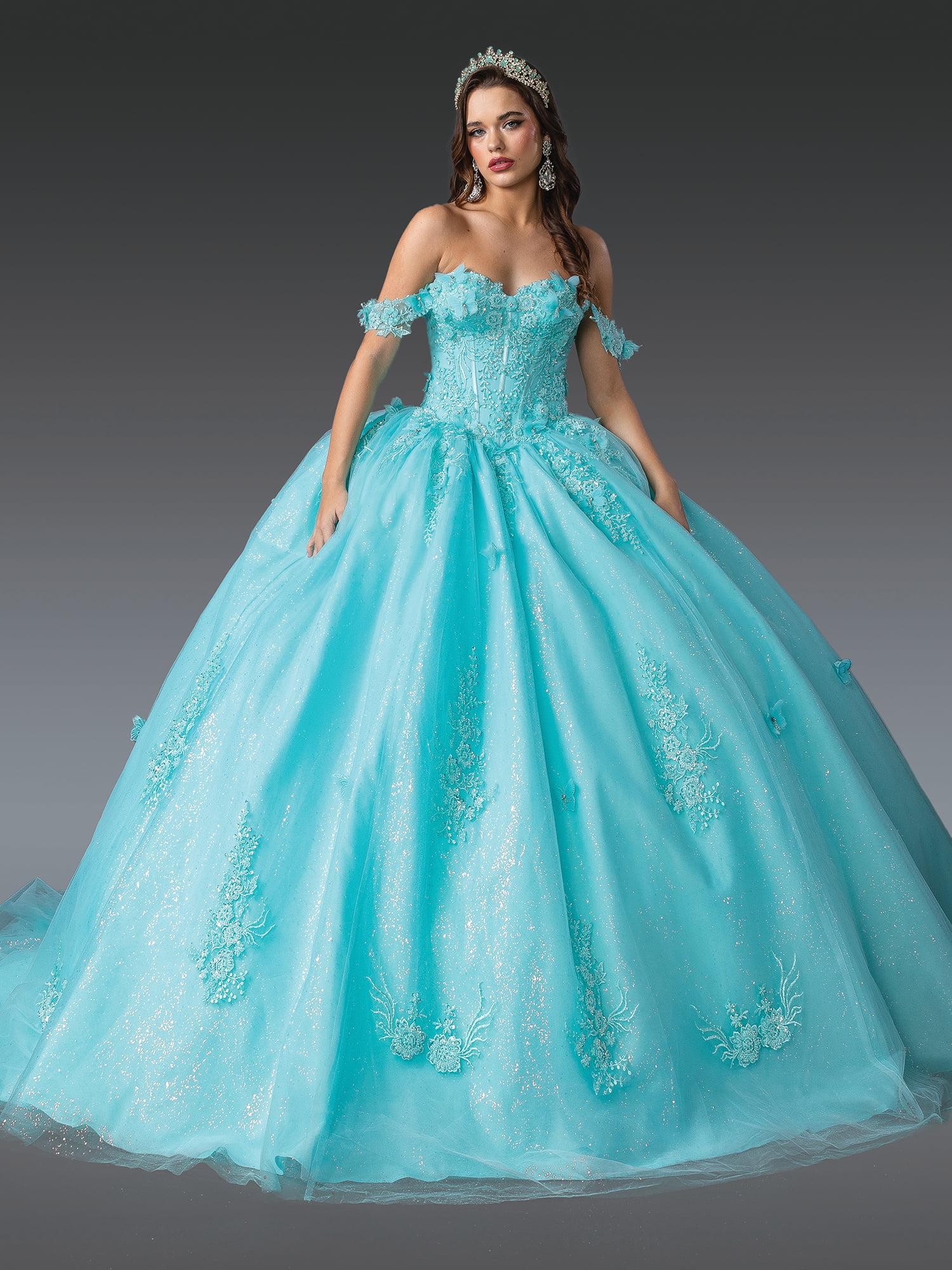 Elegant Off-Shoulder Ball Gown Quinceanera Dress with Floral Lace Appliques and Corset Bodice Quinceanera Dress - Style 1930 image