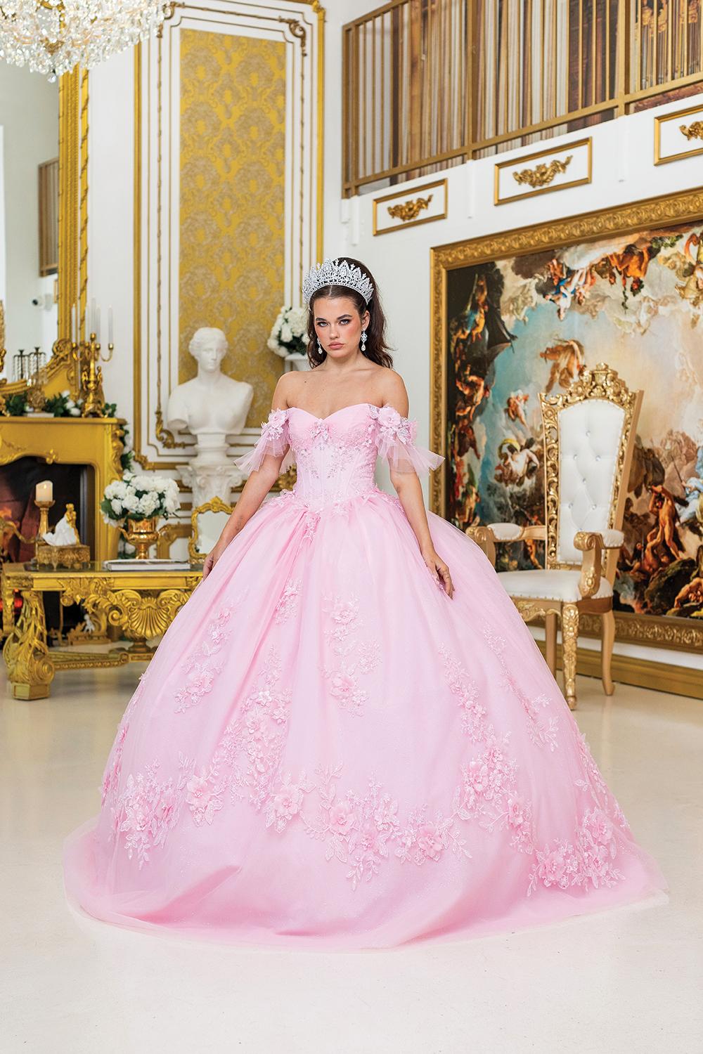 Elegant Off-Shoulder Ball Gown Quinceanera Dress with Embroidered Lace Appliques and Sheer Puffed Sleeves Quinceanera Dress - Style 1944 image