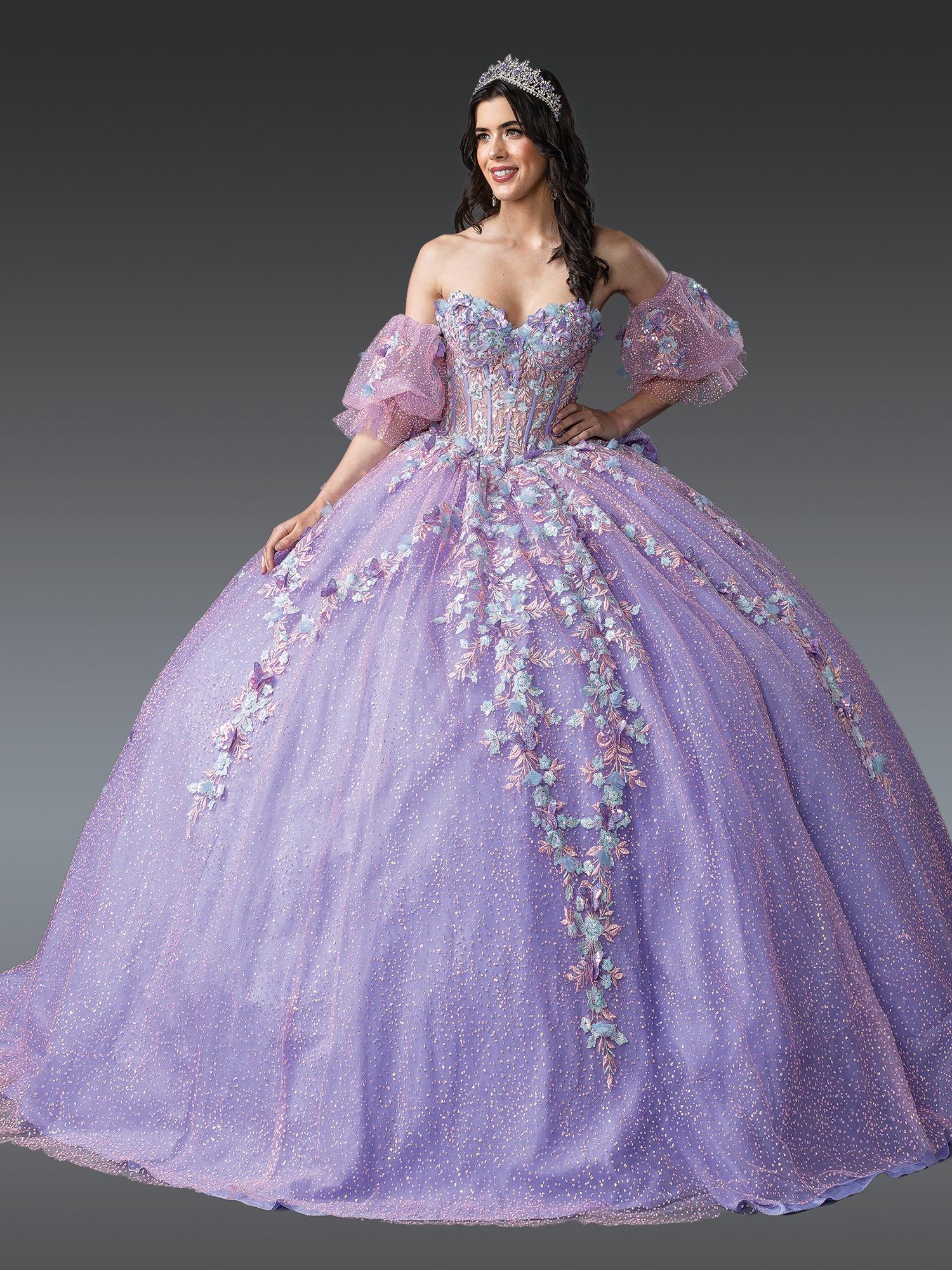 Stunning Off-the-Shoulder Quinceanera Dress with Intricate Floral Embroidery and Full Tulle Skirt, Complemented by Beaded Bodice and Elegant Puff Sleeves - Style 1979 image