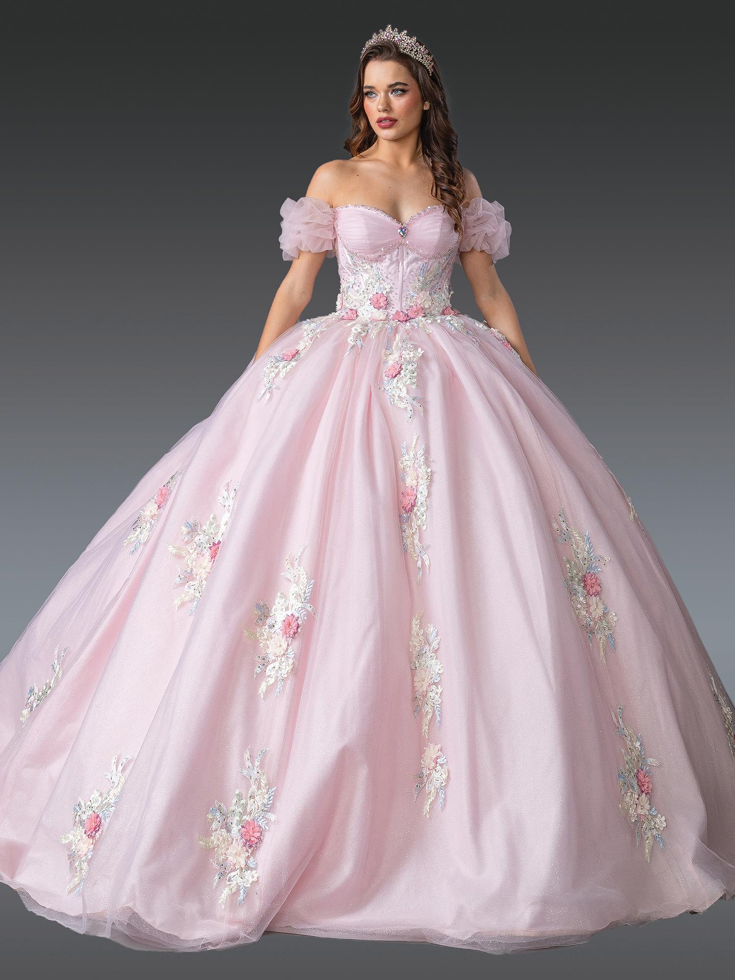 Elegant Off-Shoulder Floral Applique Quinceanera Ball Gown with Delicate Embellishments Quinceanera dress - Style 1900 image