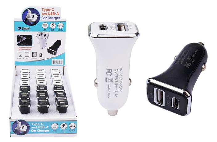 Dual USB Car Charger (2 Amp) (USB-C & USB) image