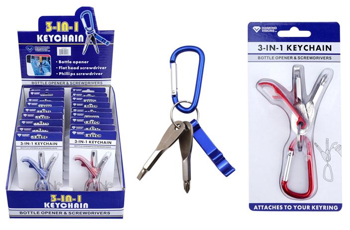 Bottle Opener and Screwdrivers Carabiner Keychain (3-in-1) image