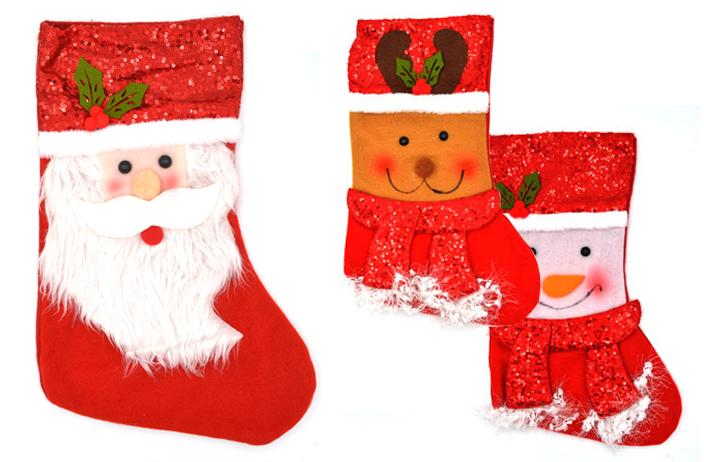 Christmas Sequin Stocking with Character (15 Inch)