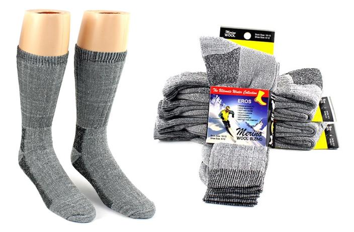 Merino Wool Socks (Men's, Gray) (2 Pairs)