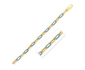 14k Yellow Gold Turquoise Paperclip Gem Link Bracelet (7.00 mm) image