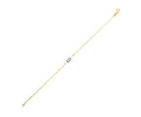 14K Yellow Gold Blue Topaz Paperclip Bracelet (1.50 mm)