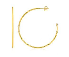 14k Yellow Gold Polished Hoop Earrings(1.5x50mm) image