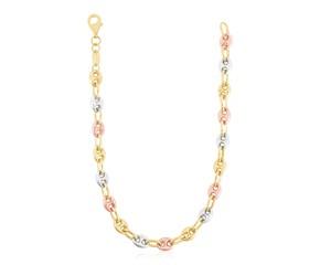 14k Tri Color Gold High Polish Puffed Mariner Link Chain (4.90 mm) image