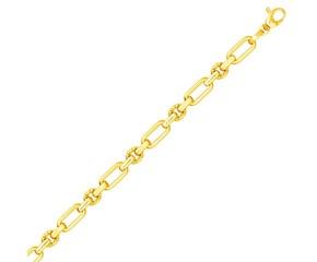 14k Yellow Gold Polished and Textured Link Bracelet (6.30 mm) image