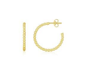 14K Yellow Gold Bead Hoop Earrings(2x23.4mm) image