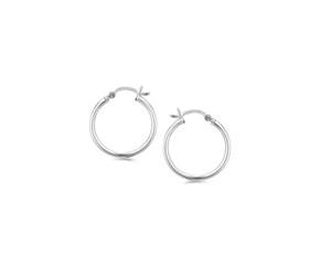 Thin Polished Style Hoop Earrings in Rhodium Plated Sterling Silver (2x20mm) image