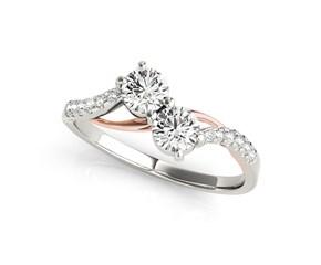 Round Two Stone Diamond Ring with Curved Band in 14k White And Rose Gold (5/8 cttw) image