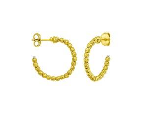 14K Yellow Gold Bead Hoop Earrings image