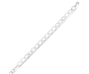 Sterling Silver Rhodium Plated Italian Oval Link Bracelet (8.70 mm) image