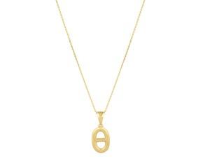 Polished Puff Mariner Link Necklace in 14K Yellow Gold image