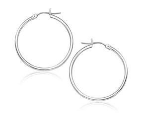 Classic Hoop Earrings in 14k White Gold (1.5x25mm) image