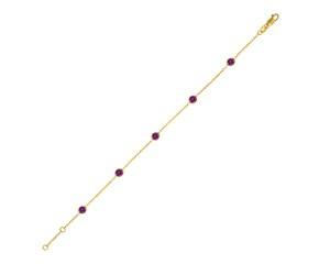 14K Yellow Gold Pink Sapphire Station Bracelet