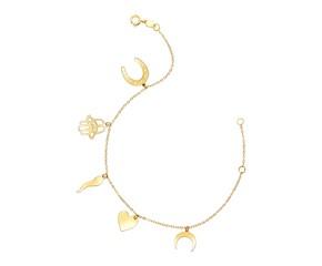 14k Yellow Gold 7 inch Bracelet with Polished Charms image