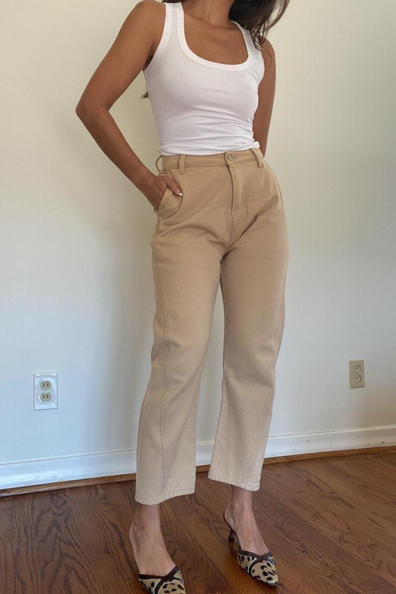 Casual High-Waisted Cropped Denim Pants (C2261P) image