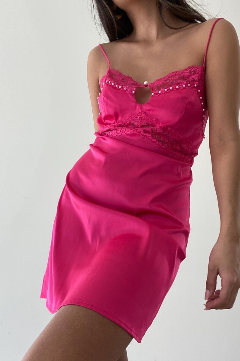 Lace Trim Detail Kyehole Mini Dress (C3711D) image