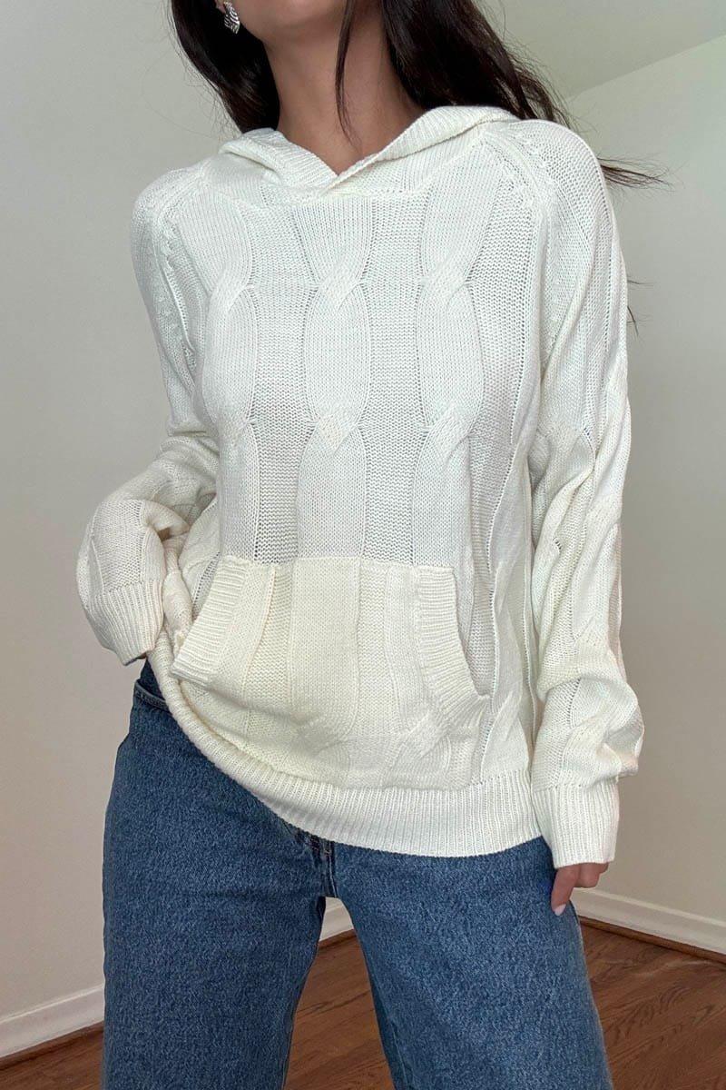 Knit Kangaroo Pocket Hoodie (C4795T) image