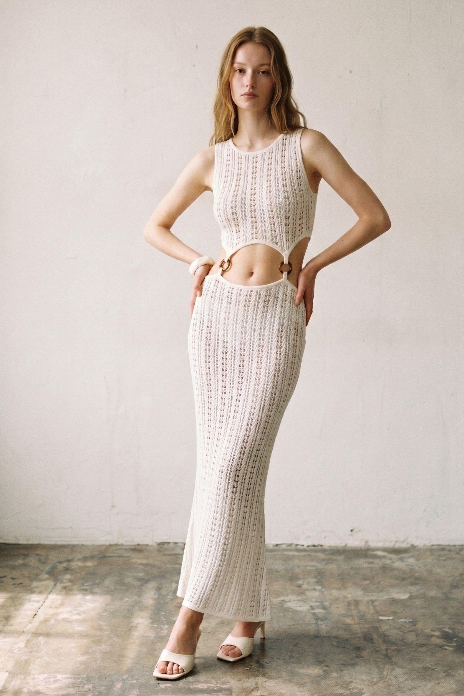 Resort-Ready Crochet Maxi Dress (C5588D) image