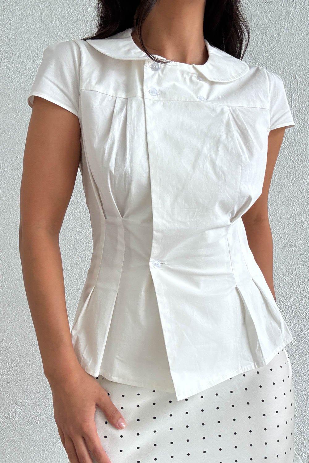 Cotton Fitted Cap Sleeve Blouse (C6778T) image