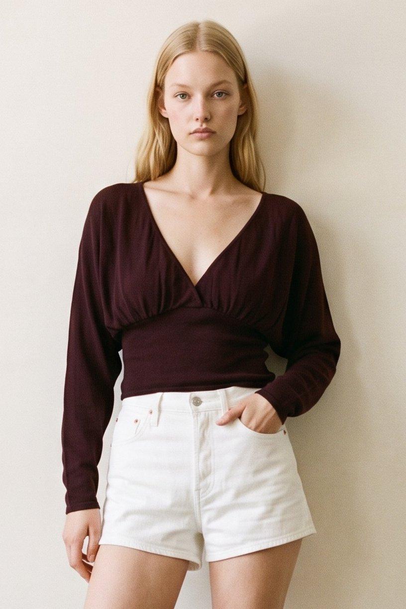 Knit Sweater (Crossover V-Neck Dolman Sleeve Sweater) image