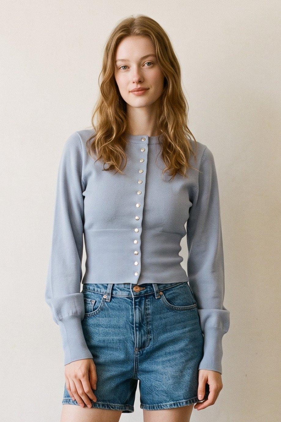 Classic Fitted Knit Cardigan (Knit Button Down Cardigan) image
