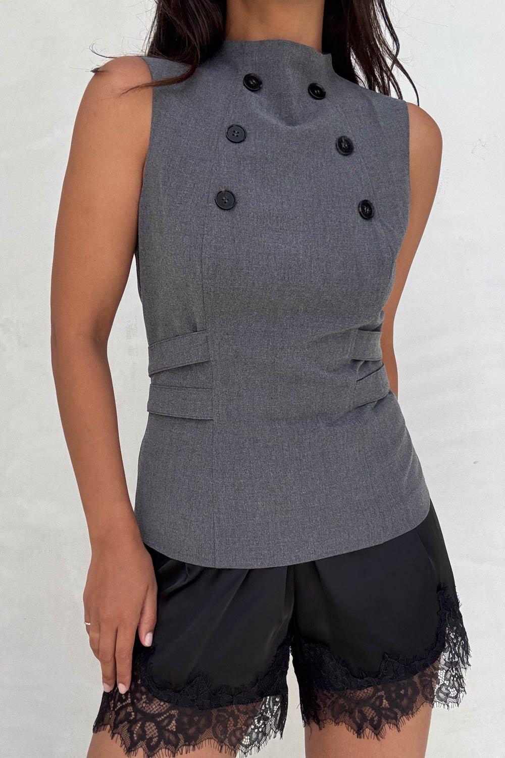 Tailored Top (Faux Buttoned Sleeveless Top) image